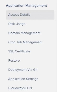 Cloudways Managed Hosting application manager