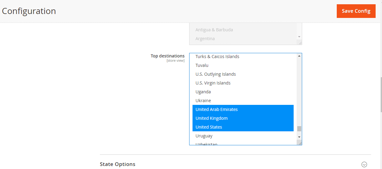 What the difference between Allowed Countries EU Countries Top Destinations in Magento top desinations