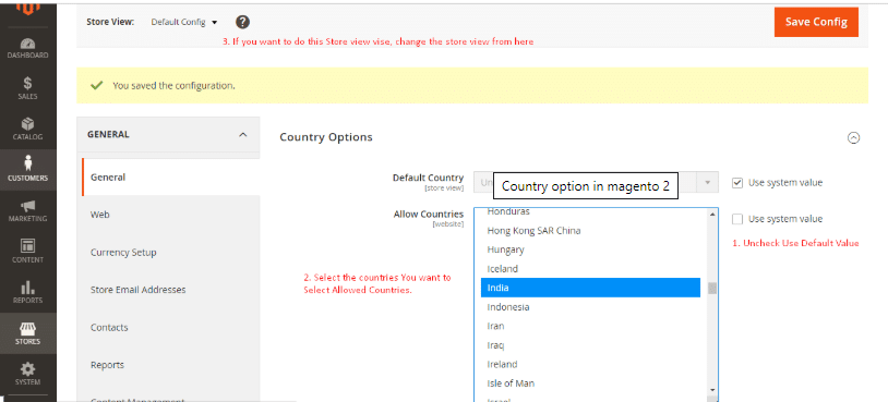 Country option in magento 2 1