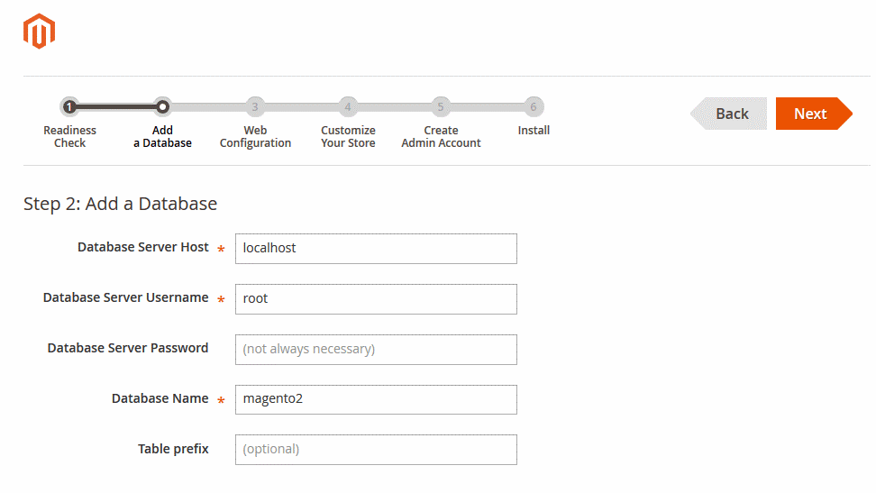 add database magento 2