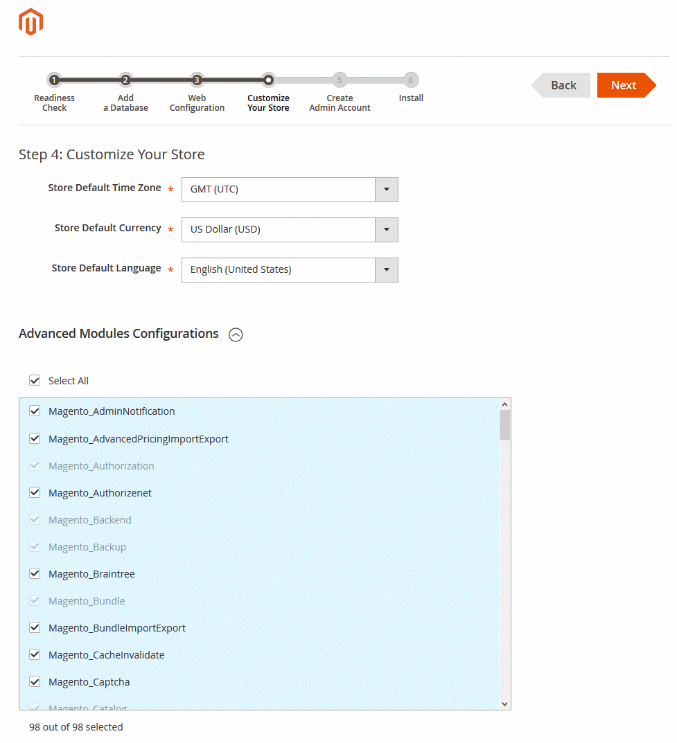 customize setting magento 2