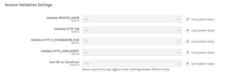 session validation settings