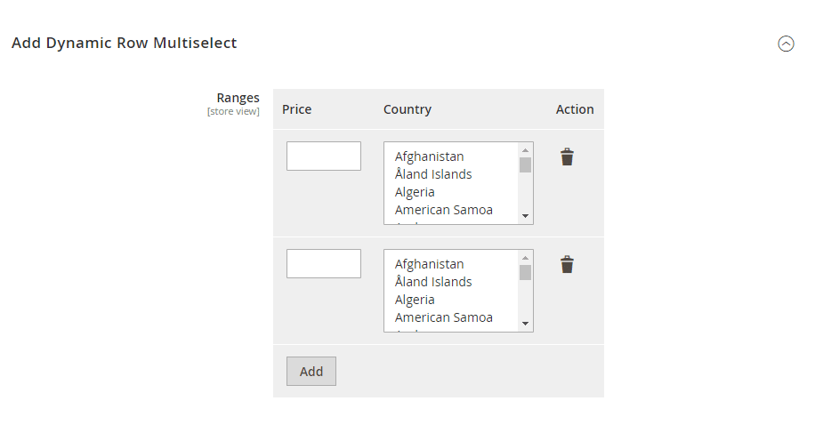 Add Dynamic Row Multiselect