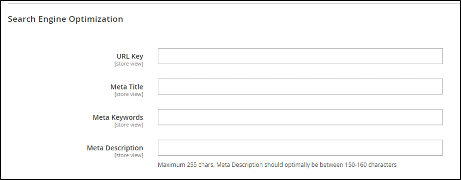 SEO configuration magento 2