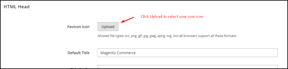 upload fevicon in magento 2