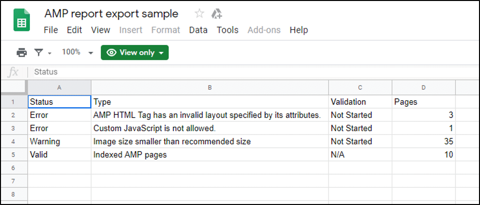 Export search console data