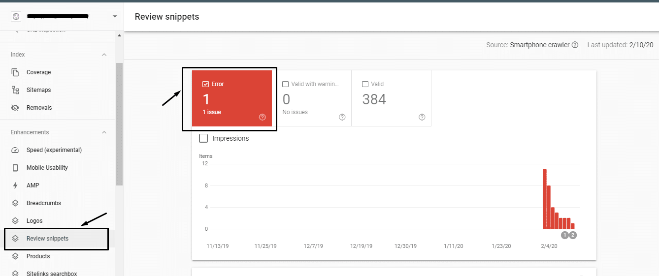 Review snippets error in search console
