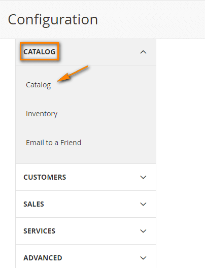 Configure catalog magento 2