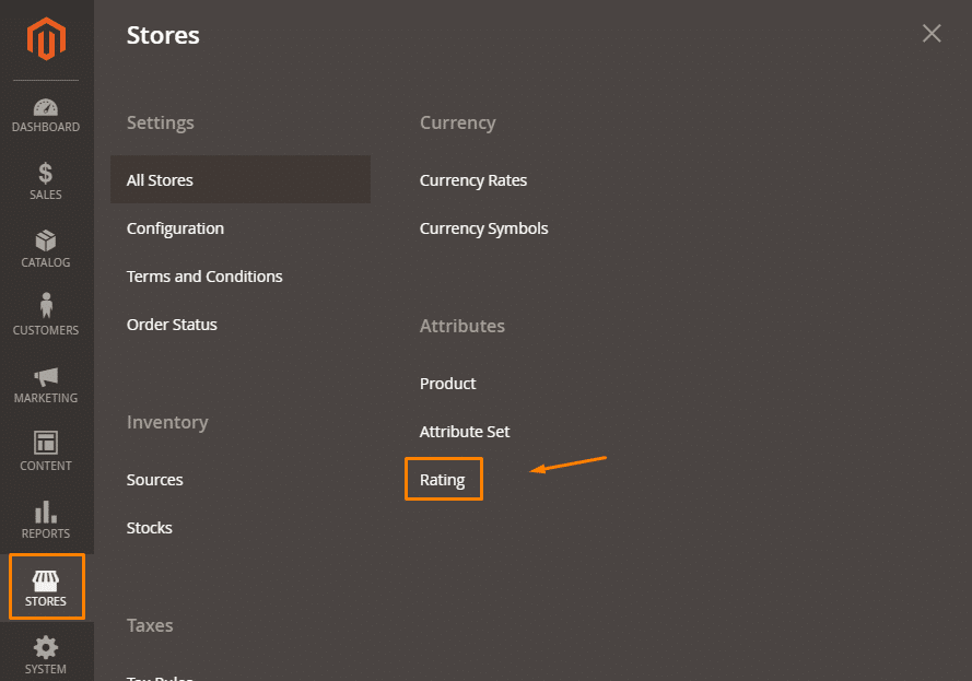 Visit admin panel and tap on Stores Rating