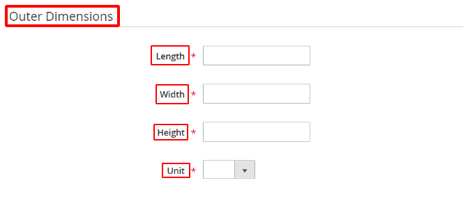 Outer Dimensions option