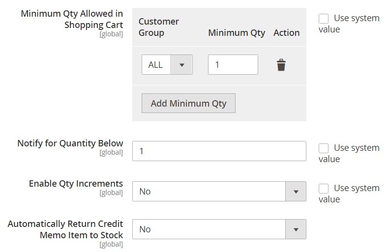 Product Stock Options