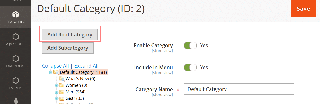 Root Category in Magento 2