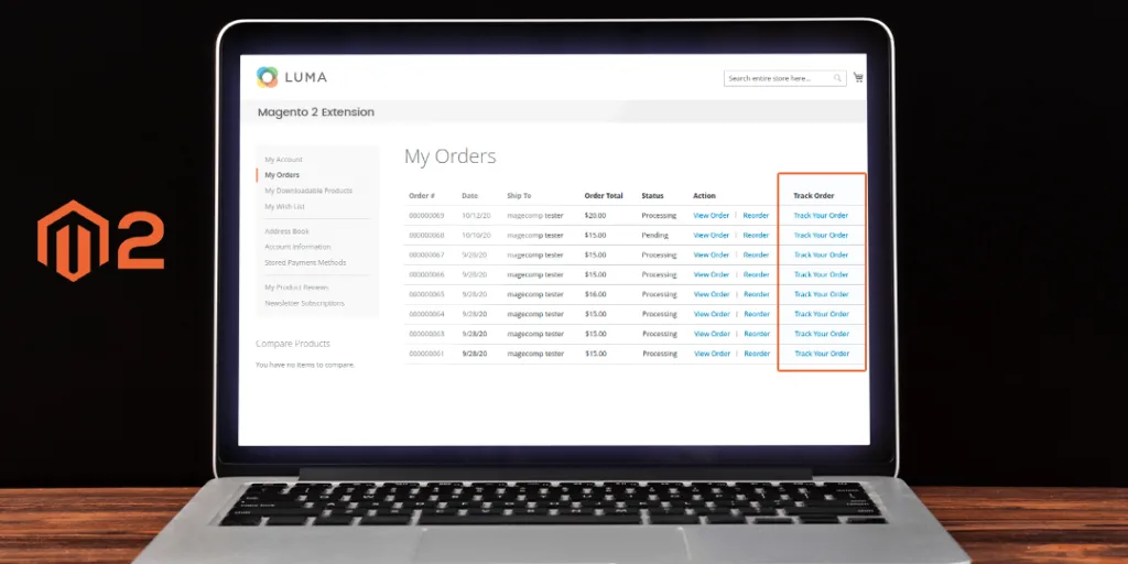 Add Track Order link with the Order on Order History Page