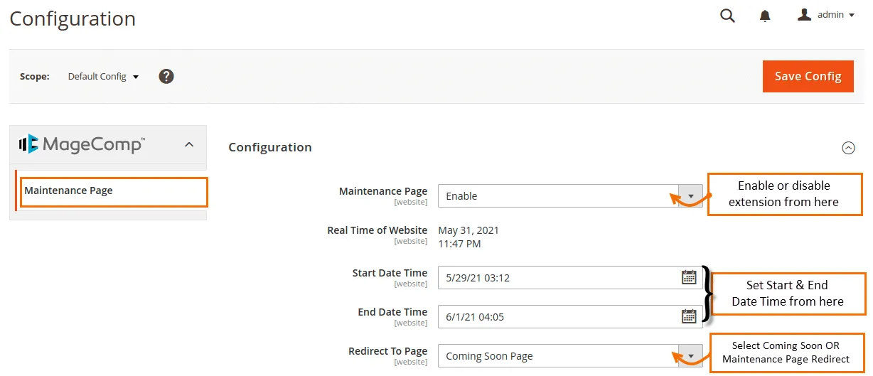 maintenance-page-configuration