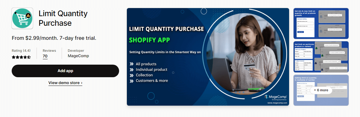 Limit Quantity Purchase Shopify App