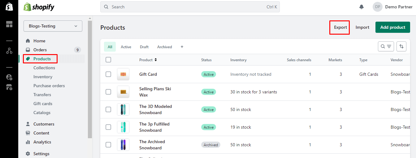 Exporting Product Data