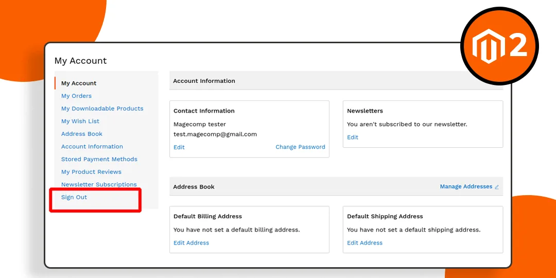 How to Add Sign Out Tab in Customer Account in Magento 2