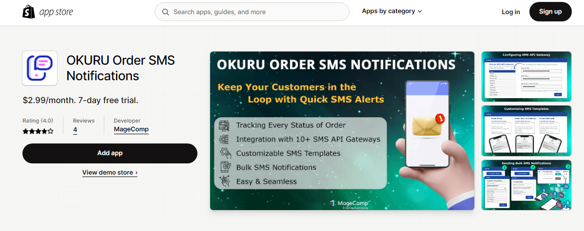 OKURU Order SMS Notifications