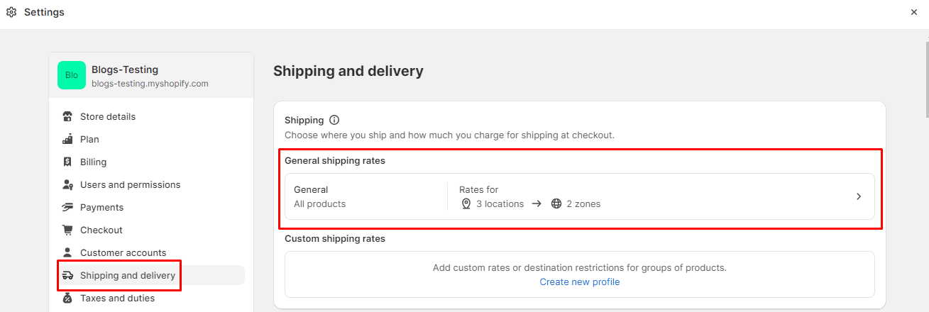 Shipping and delivery and General shipping rates