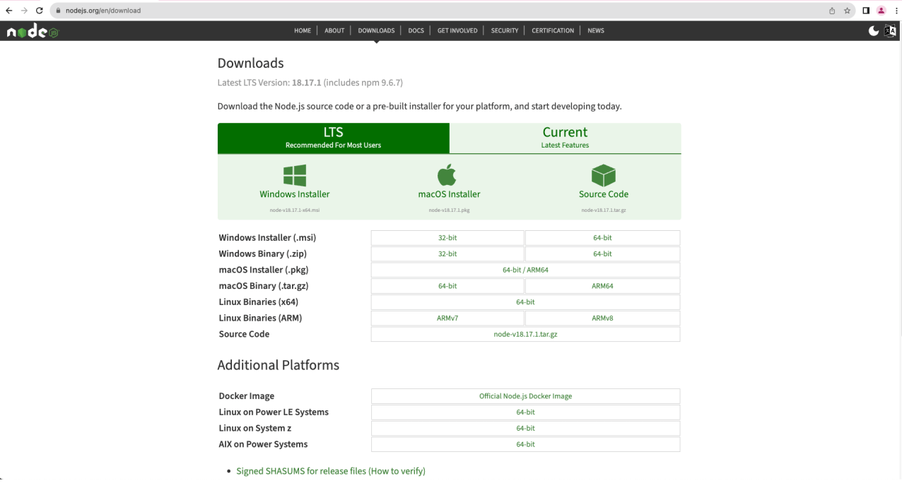 install nodejs