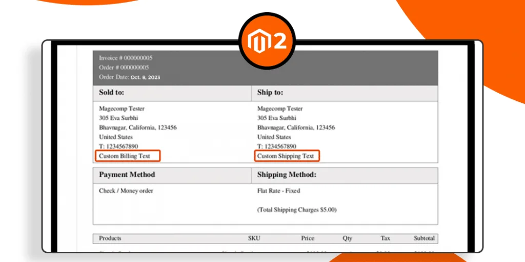 How to Add Custom Text after Billing Address and Shipping Address in Shipment PDF in M2