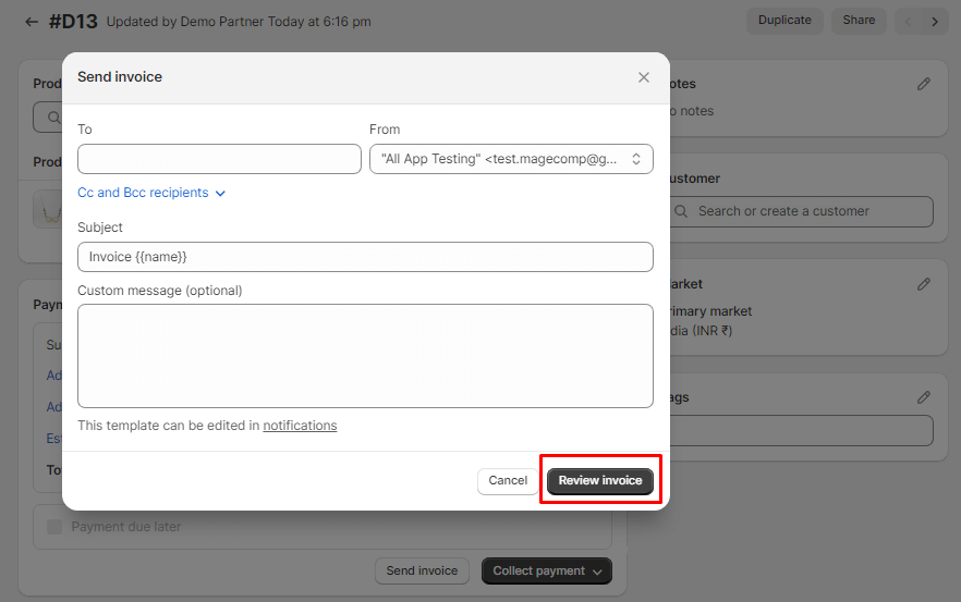 Review invoice