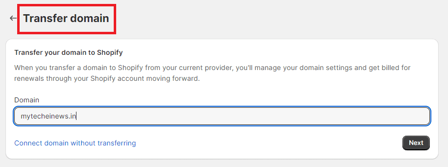 How to Transfer Domain to Shopify