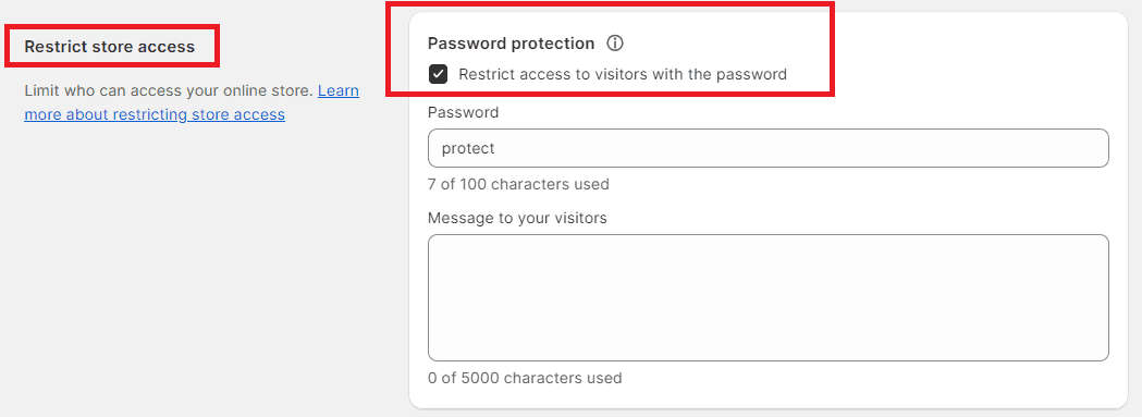 restrict store access - checkbox