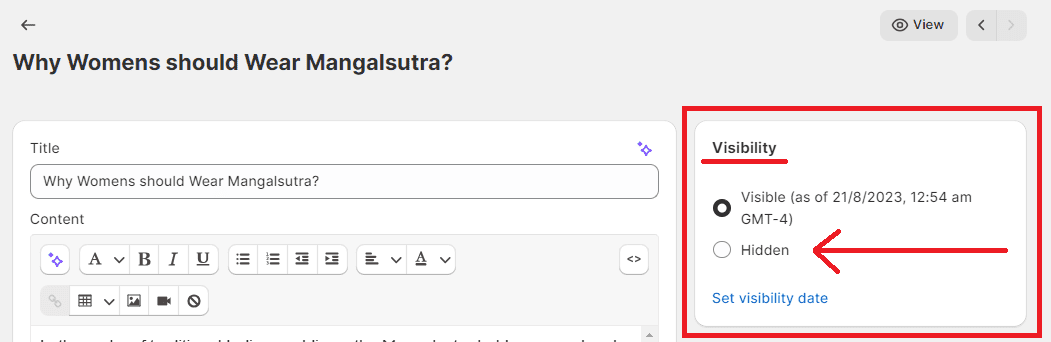 How to Hide a Blog Post on Shopify?
