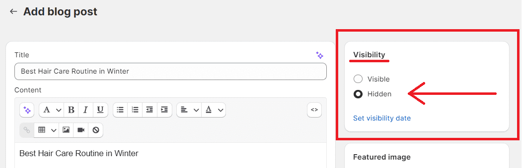 How to Hide a Blog Post on Shopify?