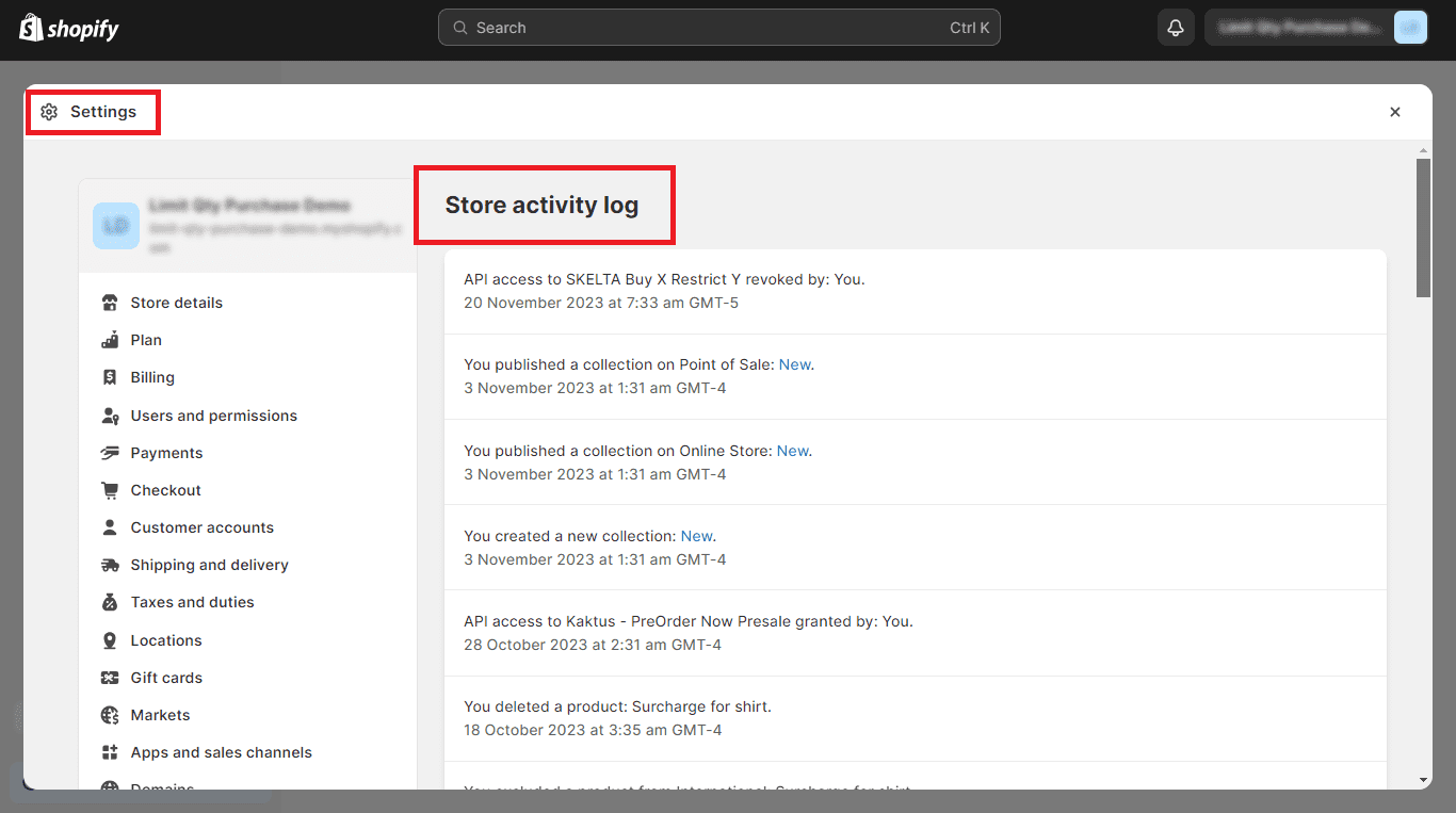 How To Check Store Activity Log In Shopify