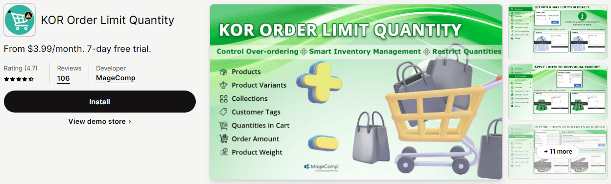 KOR Order Limit Quantity