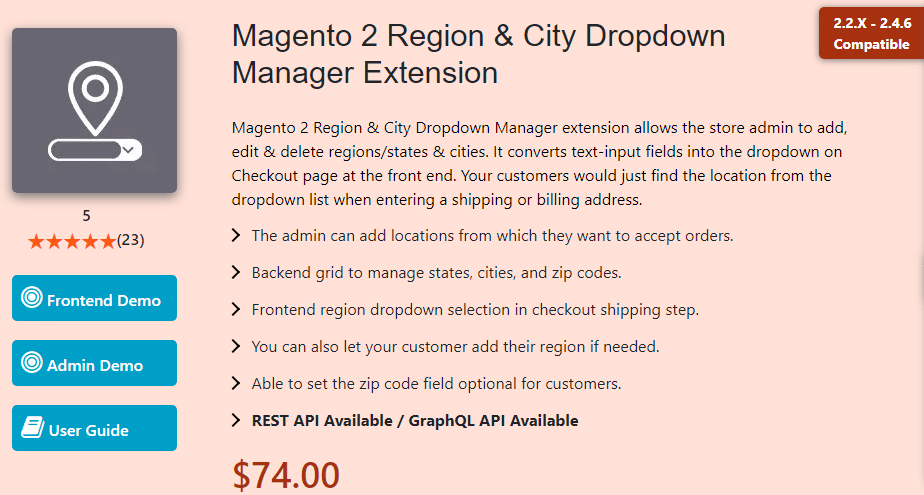 Magento 2 Region & City Dropdown Manager