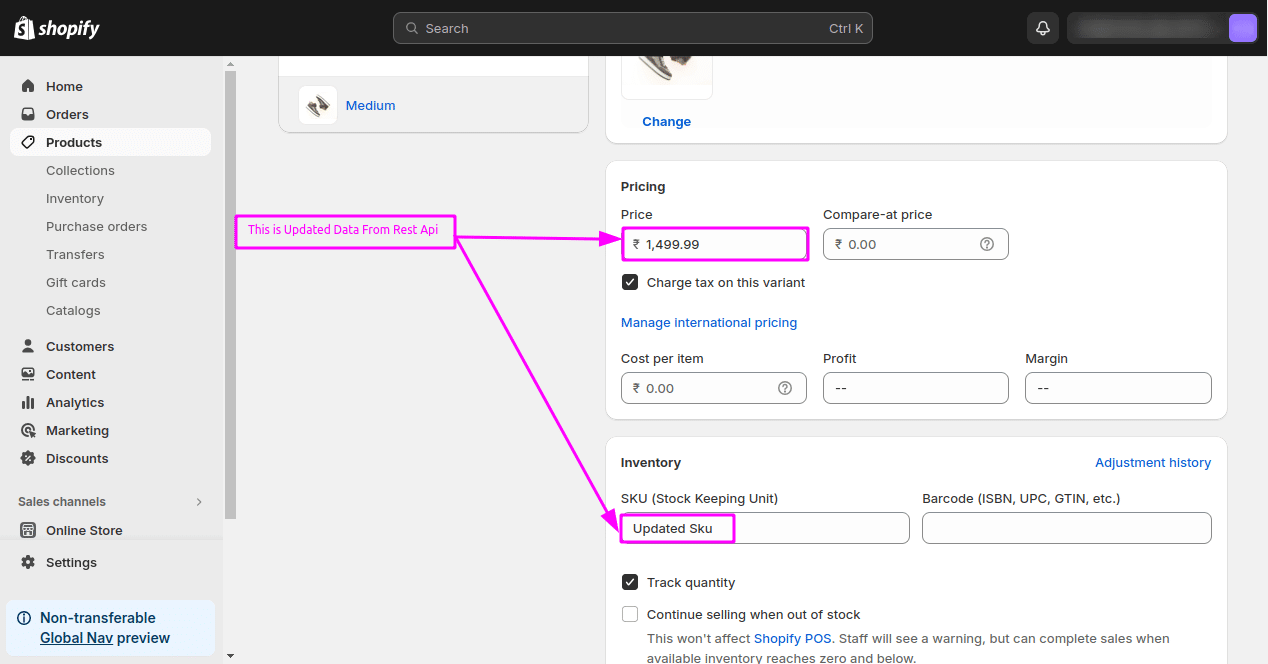 Update product with rest API