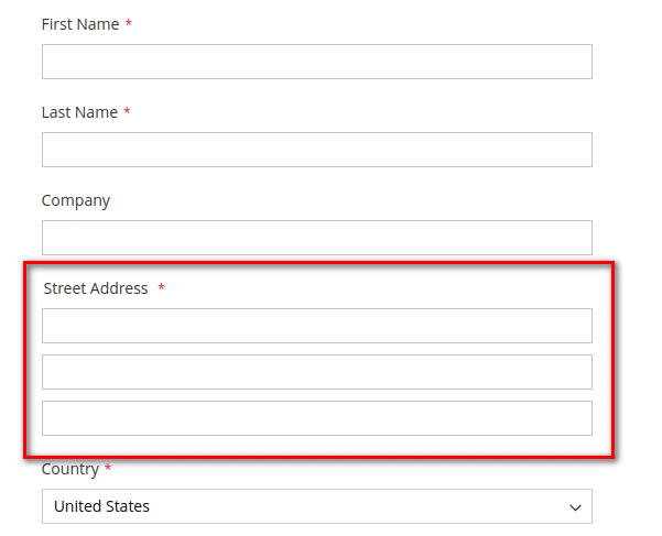 street address empty label