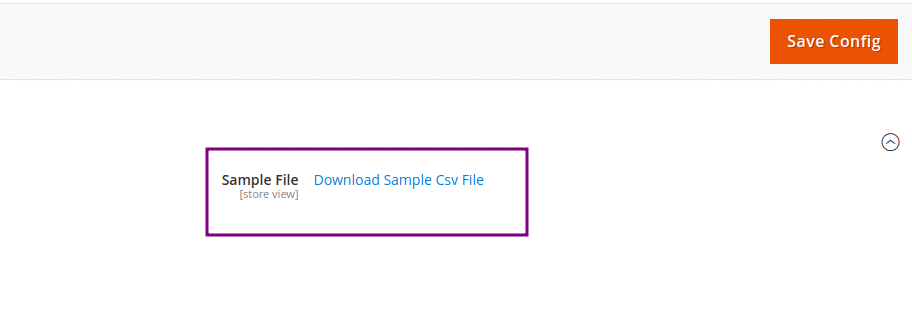 download sample csv option