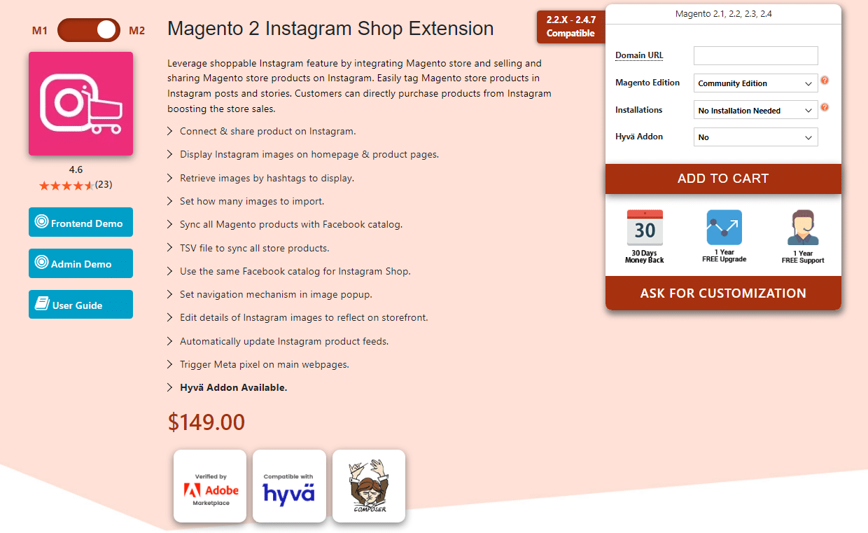 Magento 2 Shoppable Instagram