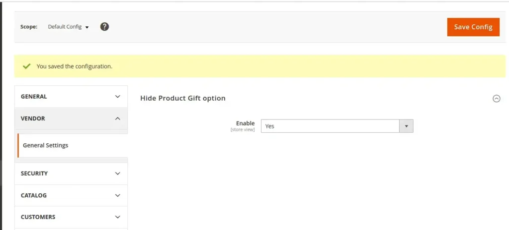 Hide product gift option Yes