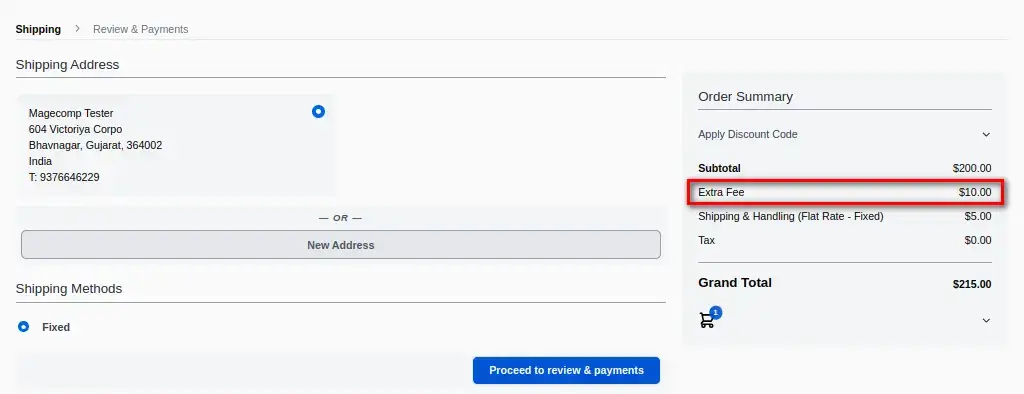 Display Custom Fee to Order Summary Hyvä Checkout