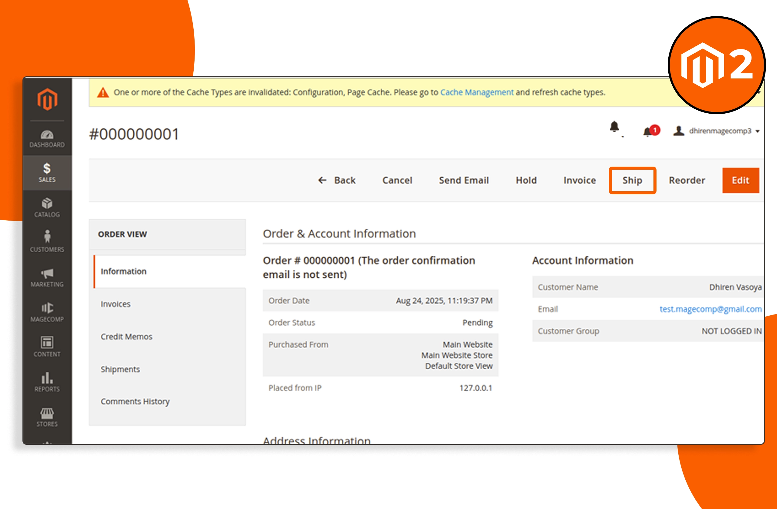 How to Enable/Disable Ship Button Based on Order Status in Magento 2?