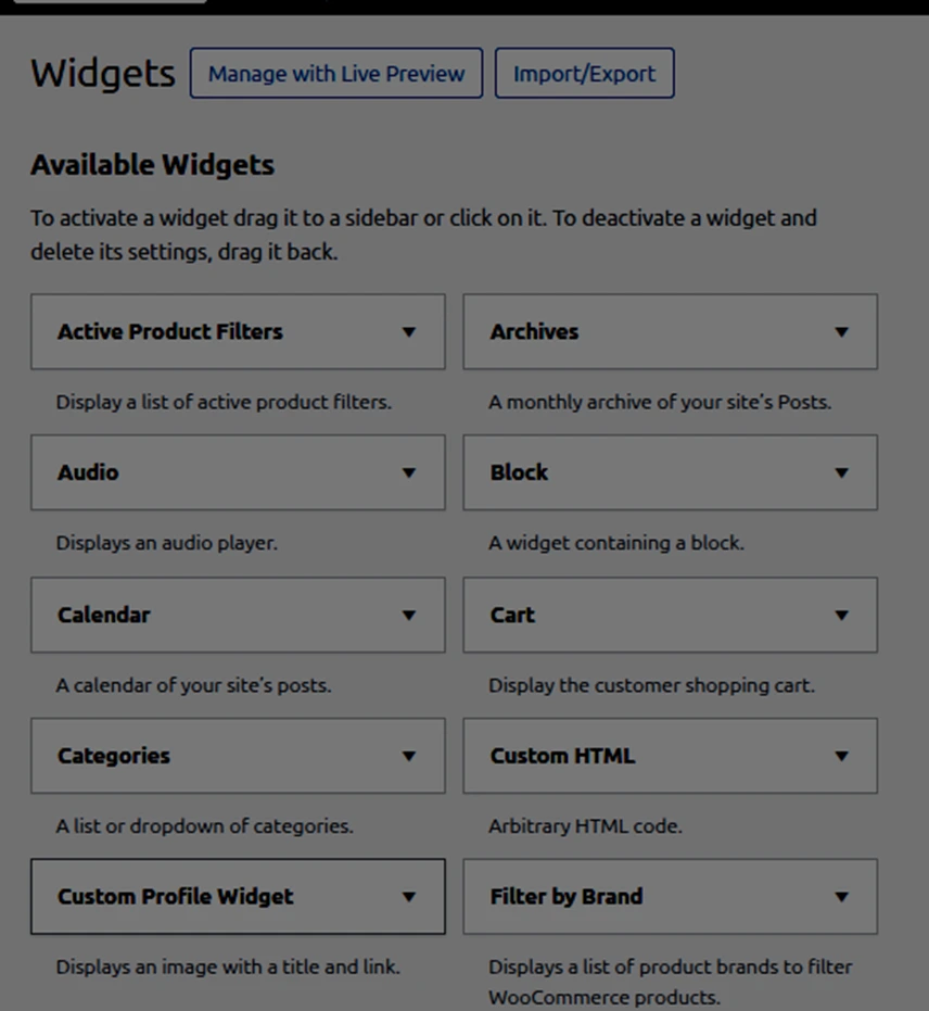 custom widget