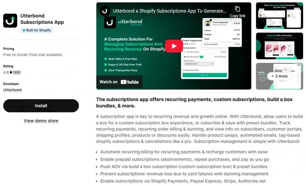 4. Utterbond Subscriptions