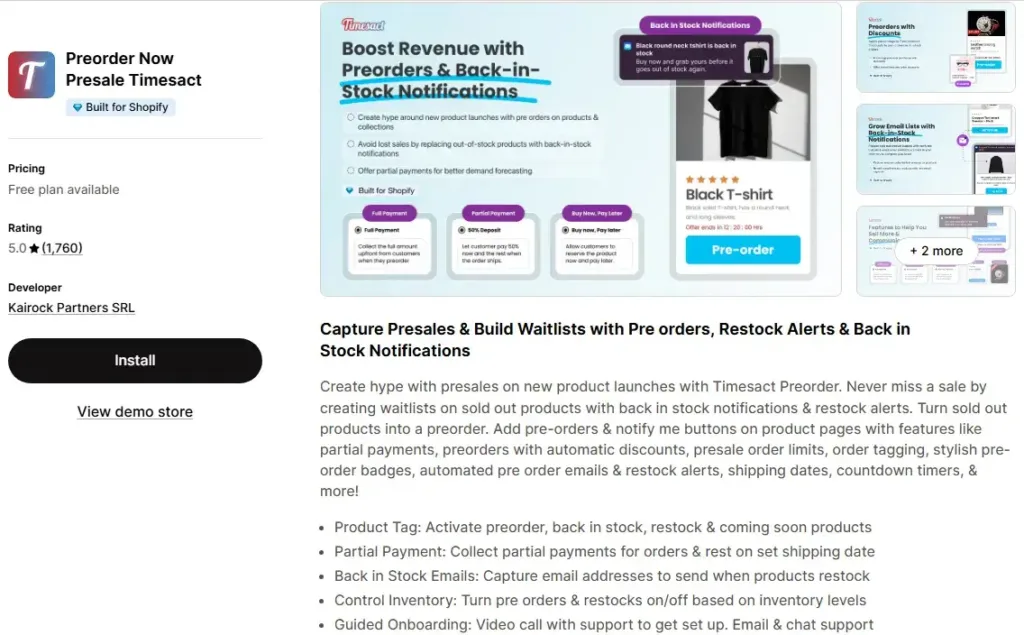 1. Preorder Now Presale Timesact