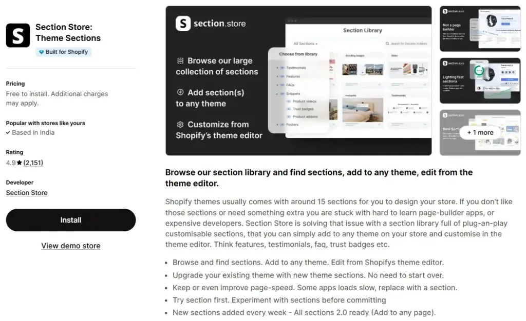 1. Section Store Theme Sections