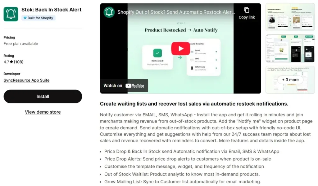 13. Stok: Back In Stock Alert