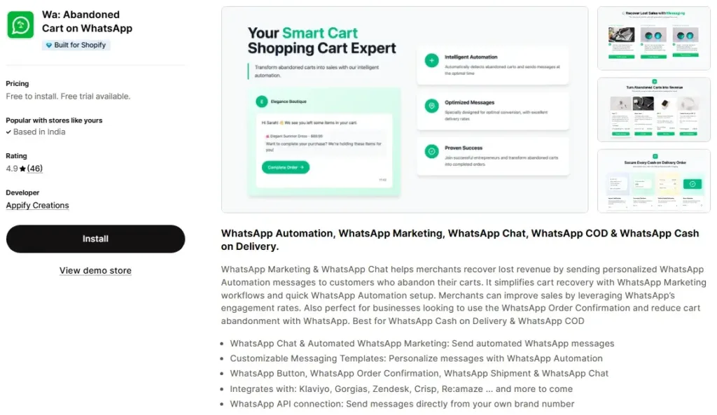 13. Wa Abandoned Cart on WhatsApp by Appify Creations
