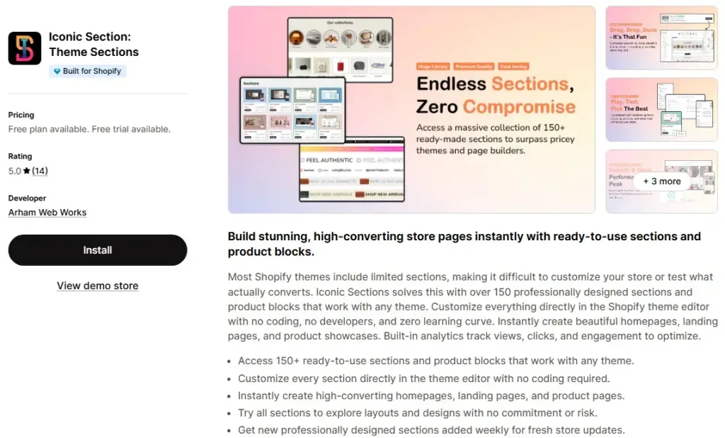 3. Iconic Section Theme Sections