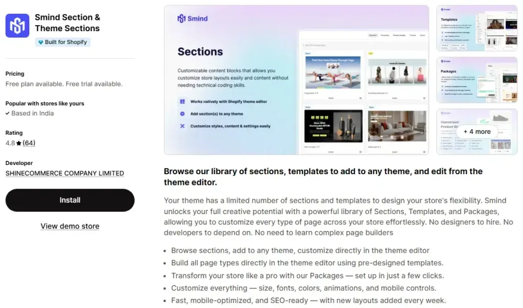 5. Smind Section & Theme Sections