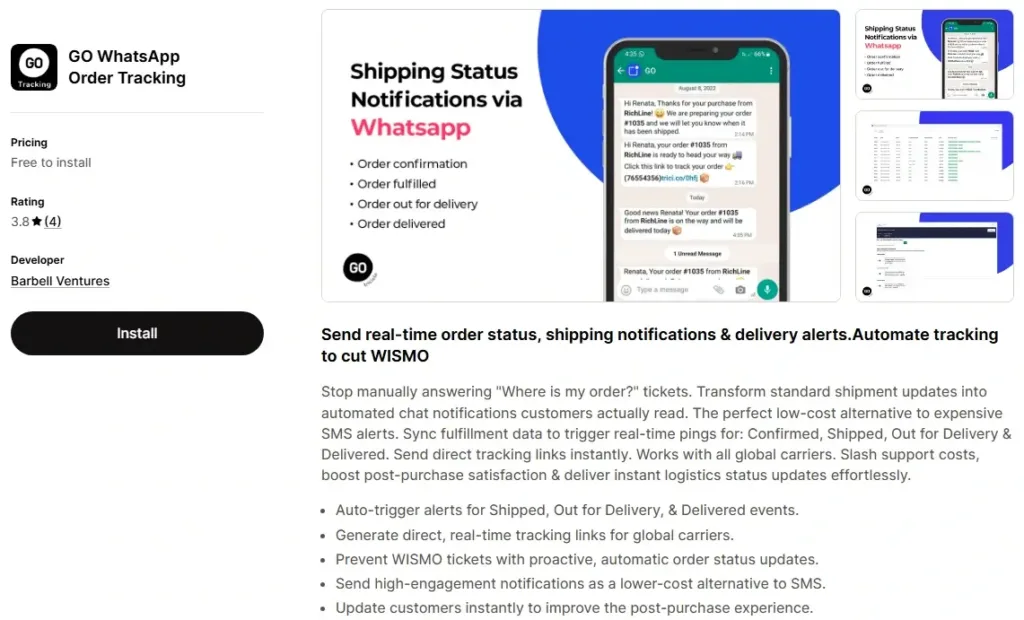 6. GO WhatsApp Order Tracking by Barbell Ventures