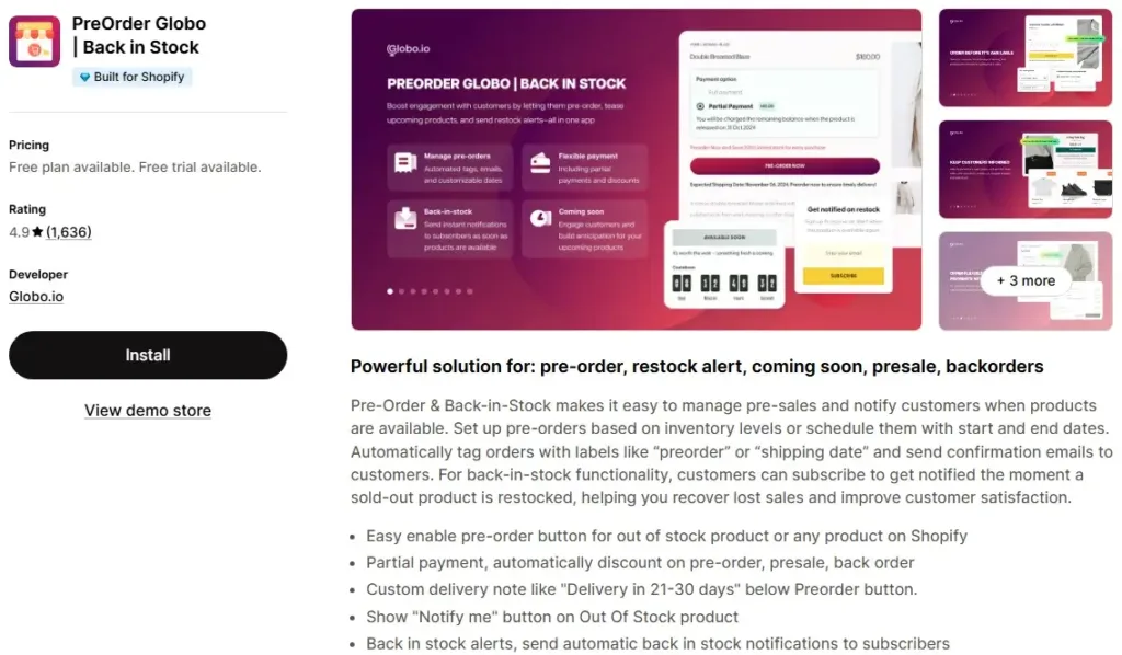 7. PreOrder Globo Back in Stock